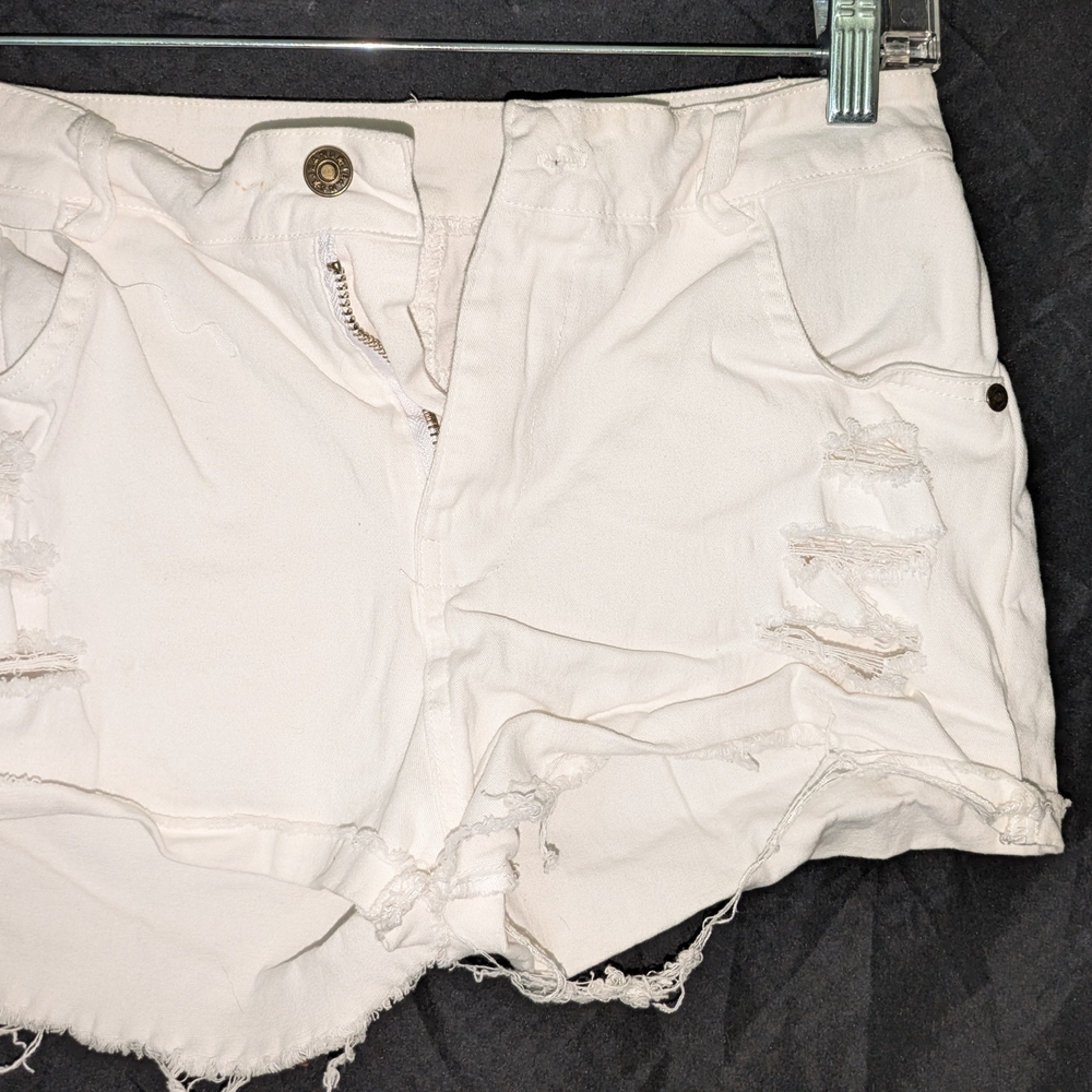 White Distressed Women's Shorts